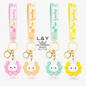 Flower Rabbit Keychains - 12/pk 20bx/cs cs.240
